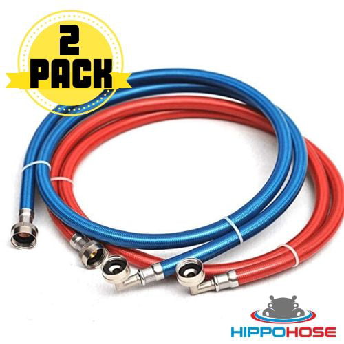 2pk 4' Stainless Steel Washing Machine Braided Fill Hoses Hot Cold OEM Universal